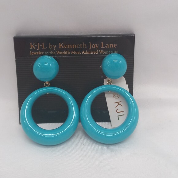 KJL Kenneth Jay Lane "Take Me Back" acrylic earrings Pierced NEW - Picture 2 of 7